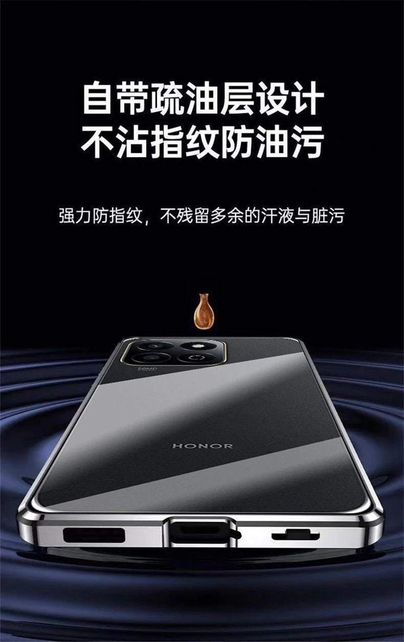 360 Full Magnetic Case For Honor 200 Smart 5G X7C Cover Double Sided Adsorption Metal Tempering Glass Protection Phone Shell