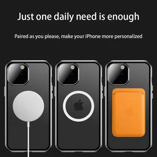 360 Full Protection Double Sided Glass Magnetic Phone Case For iPhone 15 14 13 12 Pro Max 15 Plus Metal Bumper Protection Cover