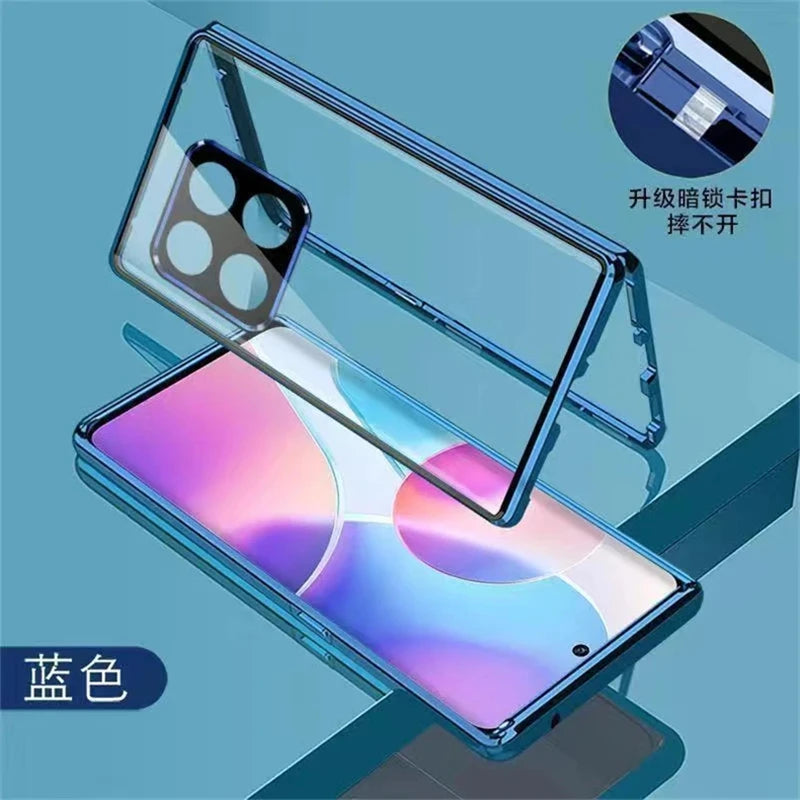 360 Full Magnetic Case For Honor 200 Smart 5G X7C Cover Double Sided Adsorption Metal Tempering Glass Protection Phone Shell