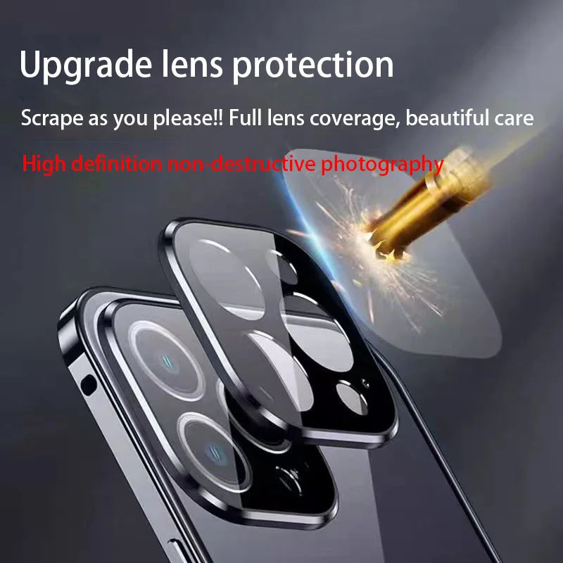 360 Full Protection Double Sided Glass Magnetic Phone Case For iPhone 15 14 13 12 Pro Max 15 Plus Metal Bumper Protection Cover