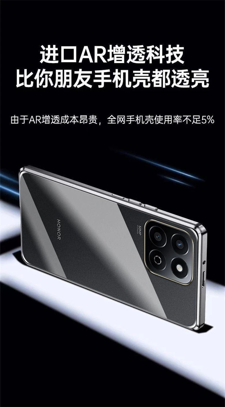 360 Full Magnetic Case For Honor 200 Smart 5G X7C Cover Double Sided Adsorption Metal Tempering Glass Protection Phone Shell