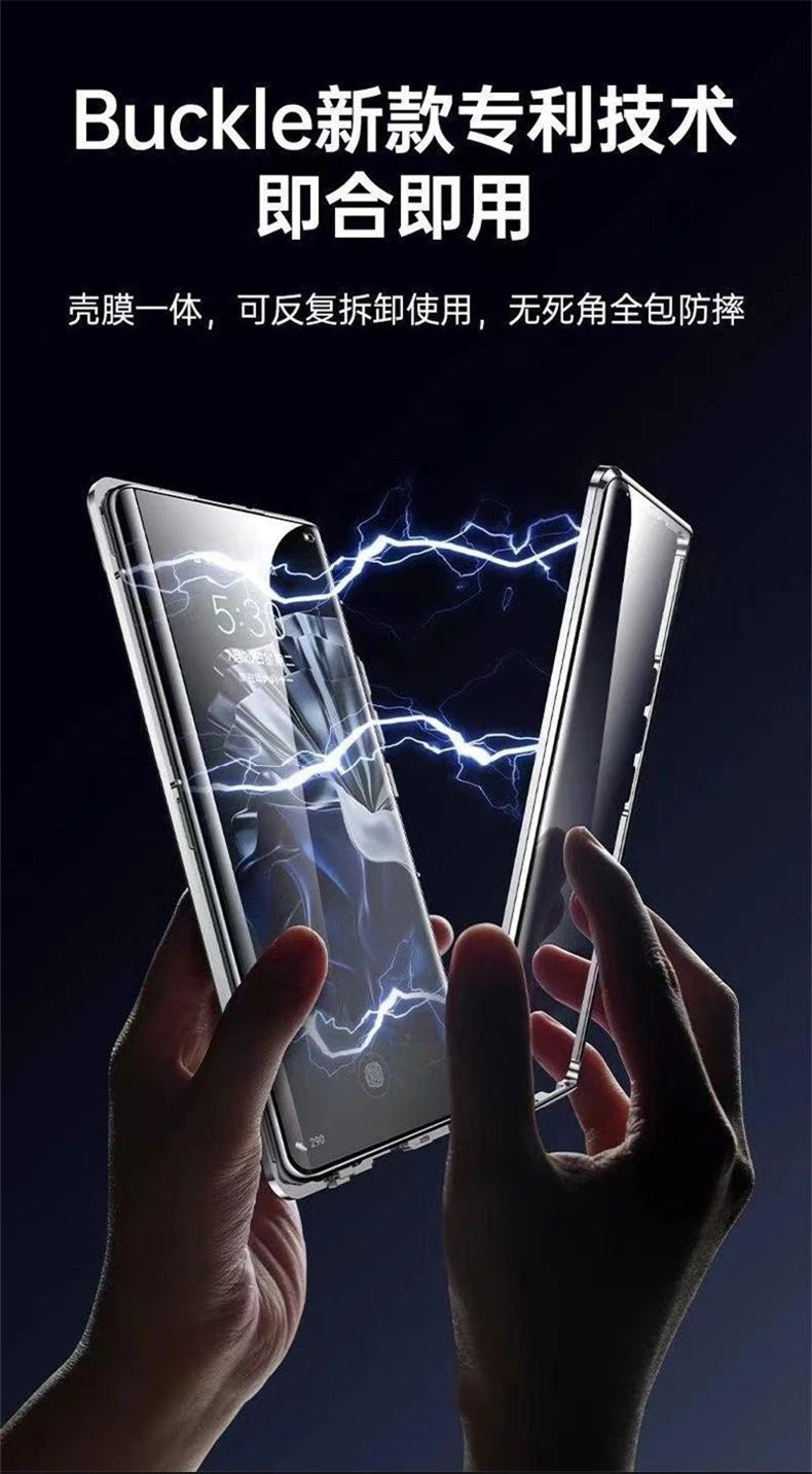 360 Full Magnetic Case For Honor 200 Smart 5G X7C Cover Double Sided Adsorption Metal Tempering Glass Protection Phone Shell