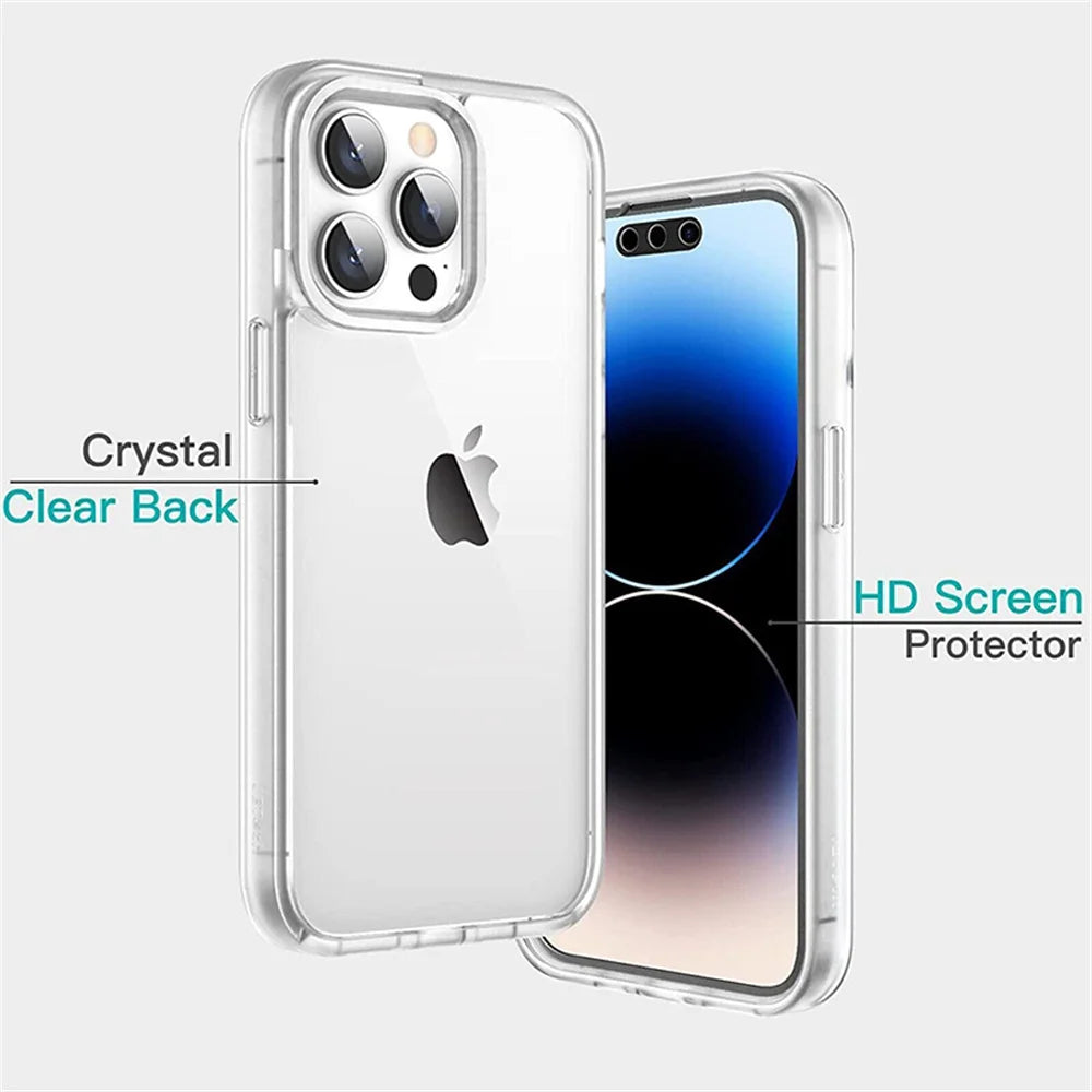 360 Full Body Front Back Clear Protective Phone Case For iPhone 17 16 15 12 13 14 11 Pro XS Max 7 8 Plus Soft Hard Back Cover